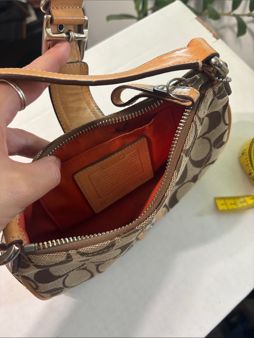 Coach Brown Signature Canvas Shoulder Bag with Tan Leather Trim - Picture 6 of 6